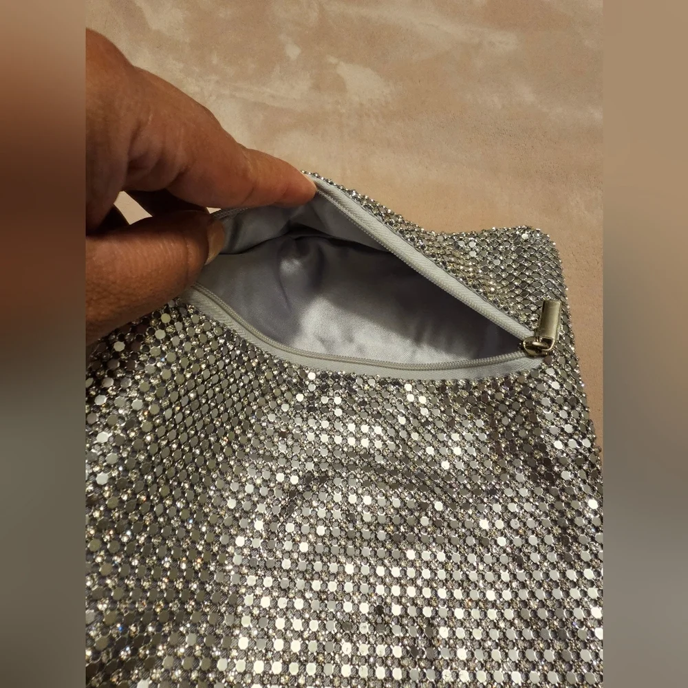 Nordstrom Silver Tones Mesh Clutch wristlet